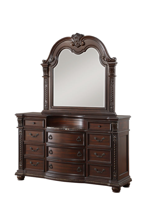 Cavalier Dark Cherry Upholstered Sleigh Bedroom Set from Homelegance - Luna Furniture