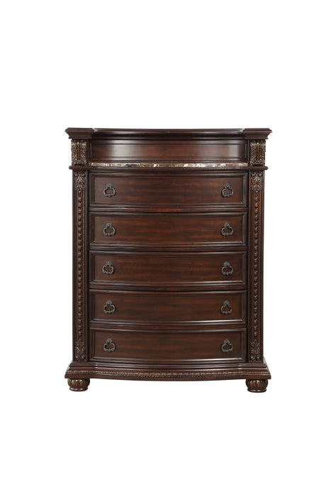 Cavalier Dark Cherry Upholstered Sleigh Bedroom Set from Homelegance - Luna Furniture