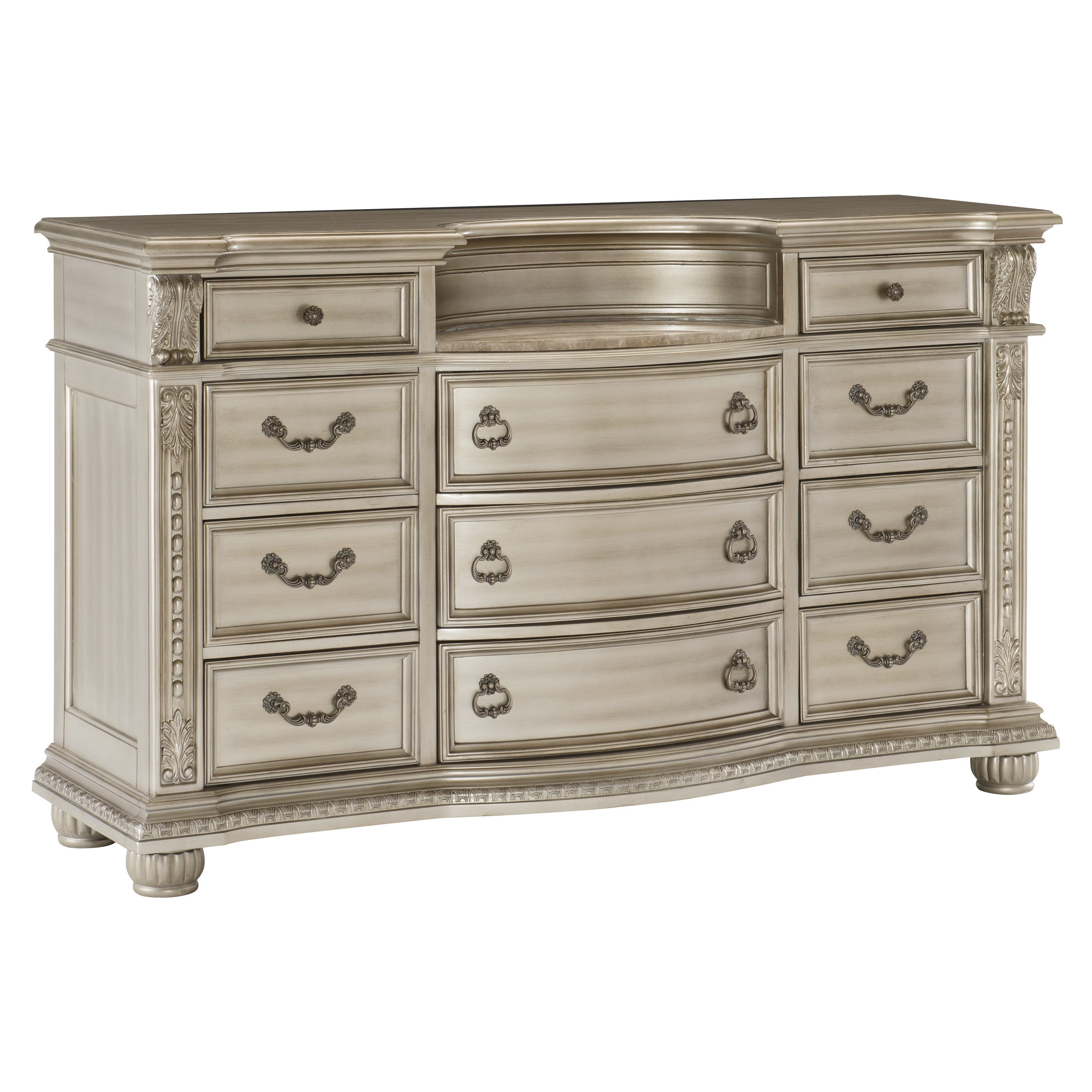 【英国製】Cavalier（キャバリエ）　シルバートレイ　ヴィンテージ Homelegance Cavalier Silver Dresser - Luna Furniture
