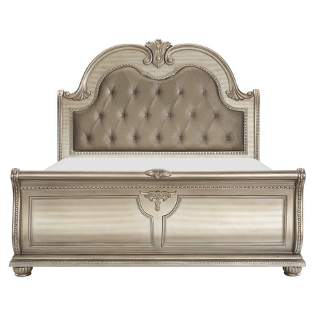 Cavalier Silver Queen Upholstered Sleigh Bed from Homelegance - Luna Furniture