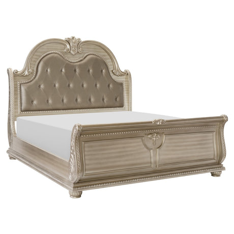 Cavalier Silver Queen Upholstered Sleigh Bed from Homelegance - Luna Furniture
