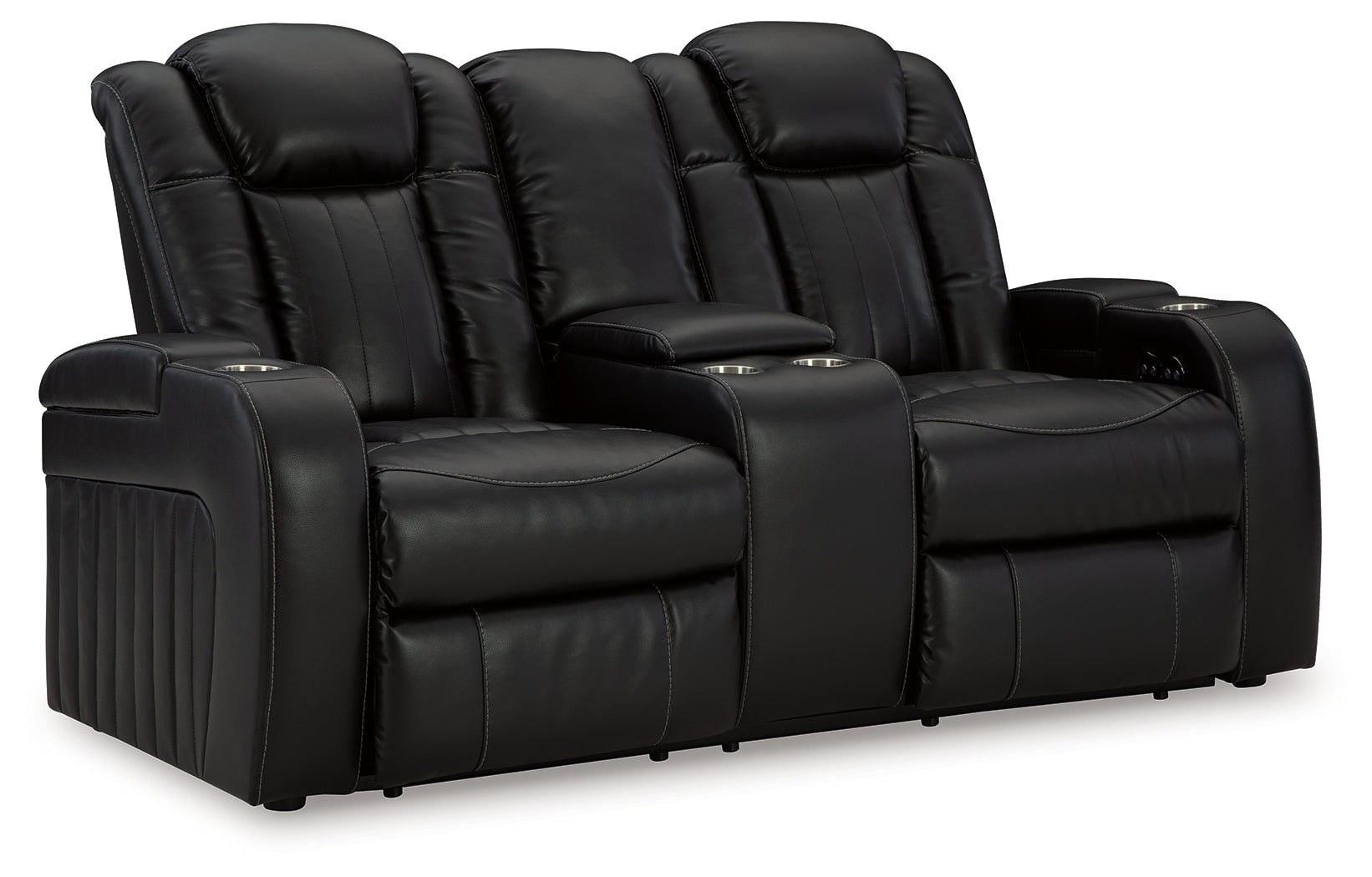 Caveman Den Midnight Power Reclining Loveseat with Console - Luna