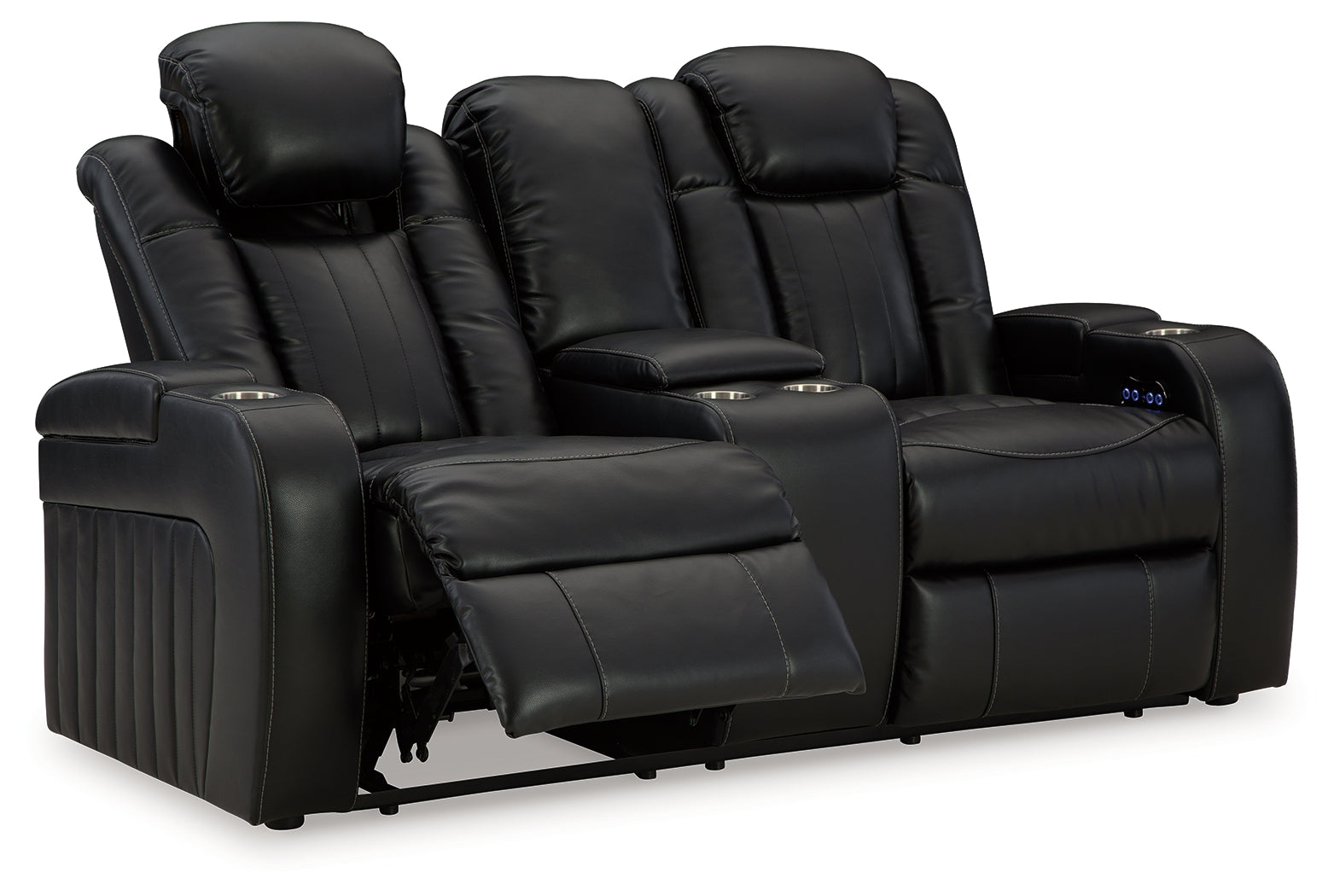 Caveman Den Midnight Power Reclining Loveseat with Console - Luna