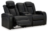 Caveman Den Midnight Power Reclining Loveseat with Console from Ashley - Luna Furniture