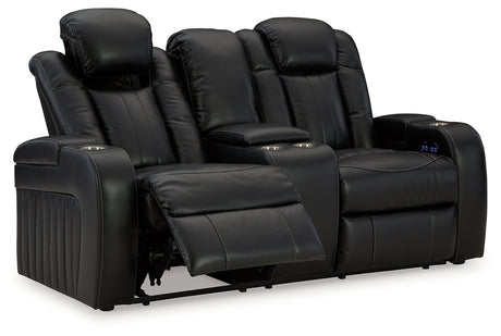 Caveman Den Midnight Power Reclining Loveseat with Console from Ashley - Luna Furniture