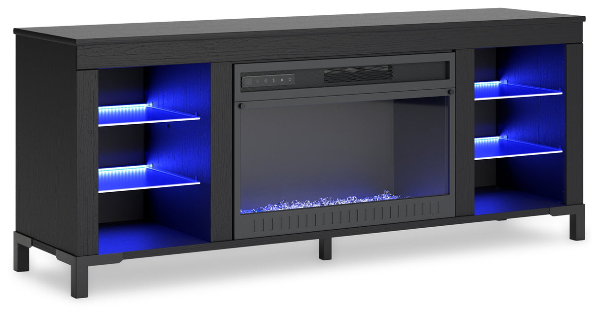 Cayberry Black 60" TV Stand with Electric Fireplace from Ashley - Luna Furniture