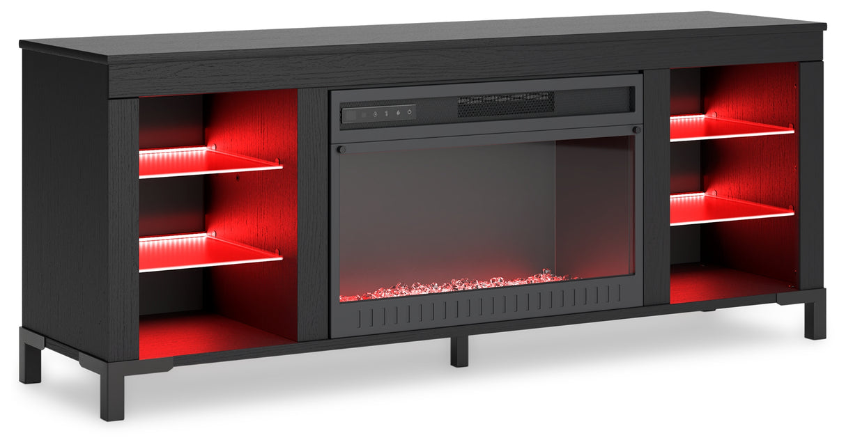 Cayberry Black 60" TV Stand with Electric Fireplace from Ashley - Luna Furniture