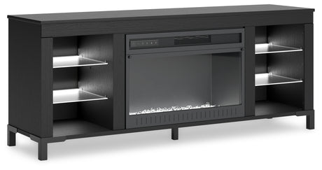 Cayberry Black 60" TV Stand with Electric Fireplace from Ashley - Luna Furniture