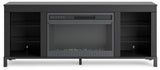 Cayberry Black 60" TV Stand with Electric Fireplace from Ashley - Luna Furniture