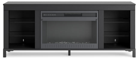 Cayberry Black 60" TV Stand with Electric Fireplace from Ashley - Luna Furniture