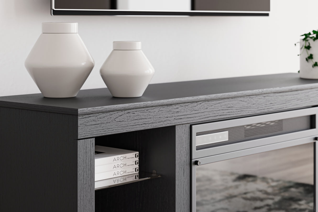 Cayberry Black 60" TV Stand with Electric Fireplace from Ashley - Luna Furniture