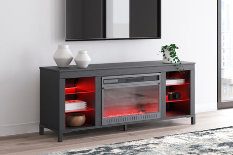 Cayberry Black 60" TV Stand with Electric Fireplace from Ashley - Luna Furniture