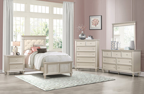Celandine Silver Twin Upholstered Panel Bed from Homelegance - Luna Furniture