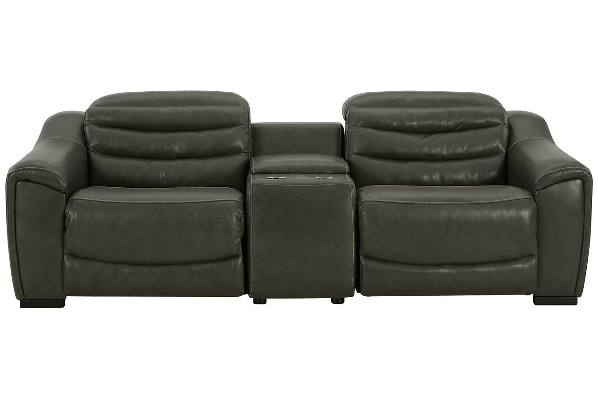 Center Line Dark Gray 3-Piece Power Reclining Loveseat with Console from Ashley Furniture - Luna Furniture