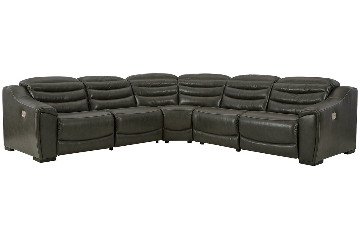 Center Line Dark Gray 5-Piece Power Reclining Sectional from Ashley - Luna Furniture