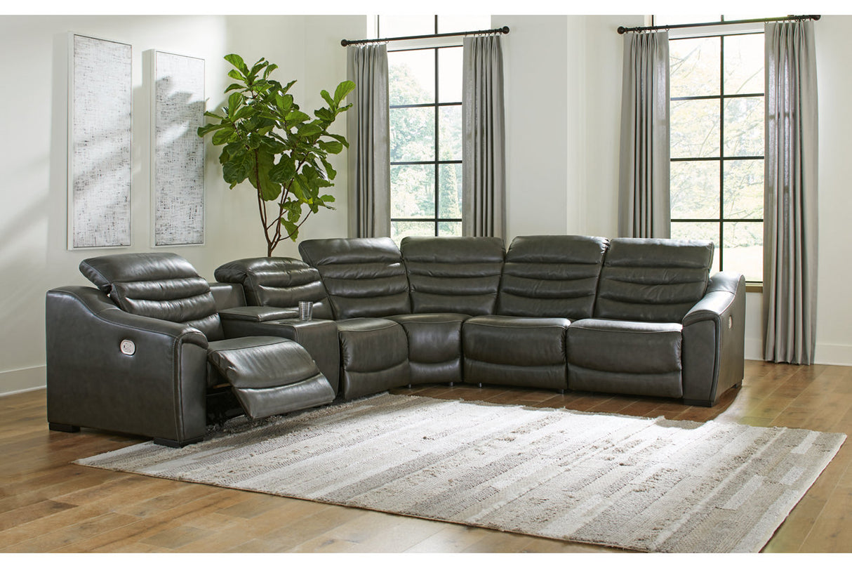 Center Line Dark Gray 6-Piece Power Reclining Sectional from Ashley - Luna Furniture