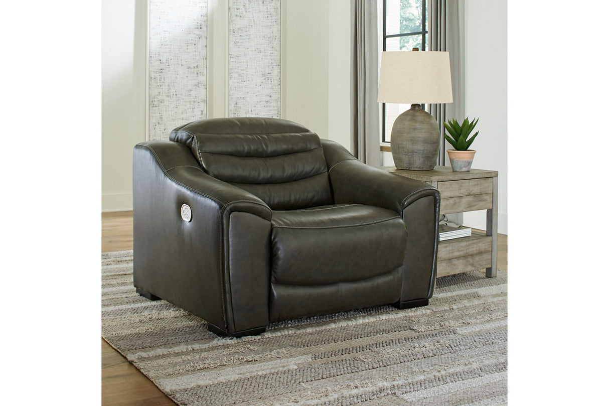 Center Line Dark Gray Power Recliner from Ashley - Luna Furniture
