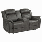 Centeroak Brownish Gray Double Reclining Loveseat with Center Console from Homelegance - Luna Furniture