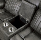 Centeroak Brownish Gray Double Reclining Loveseat with Center Console from Homelegance - Luna Furniture