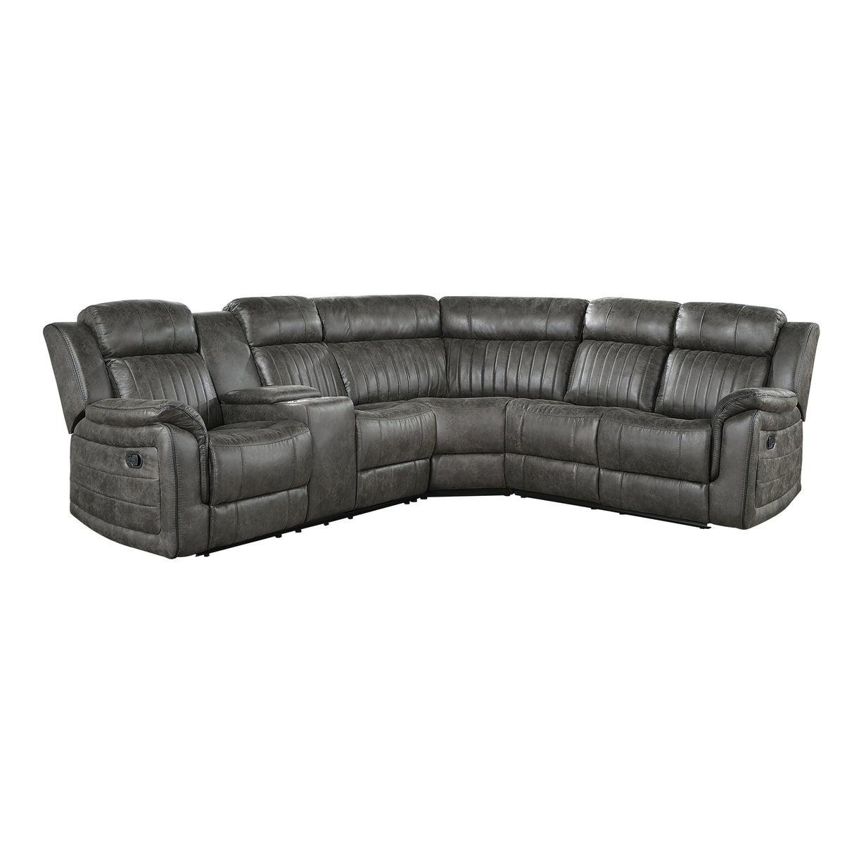 Centeroak Brownish Gray LAF Reclining Sectional from Homelegance - Luna Furniture