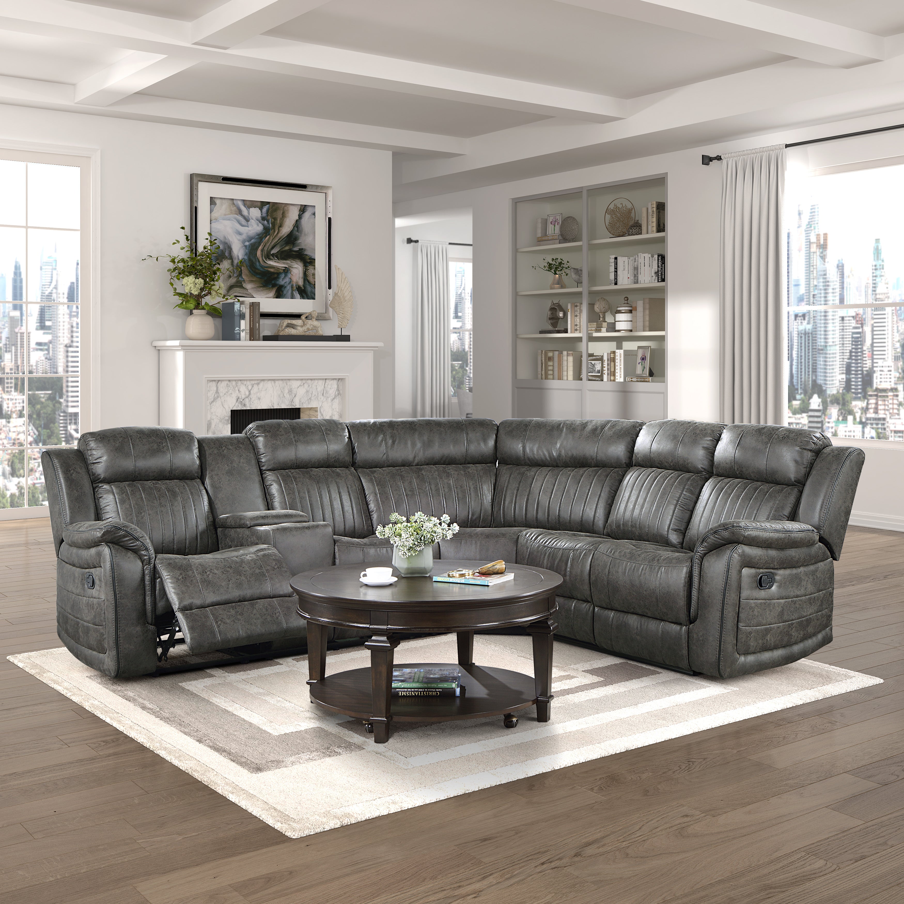 9479BRG*SC (3)3-Piece Reclining Sectional with Left Console - Luna