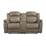 Centeroak Sandy Brown Double Reclining Loveseat with Center Console from Homelegance - Luna Furniture