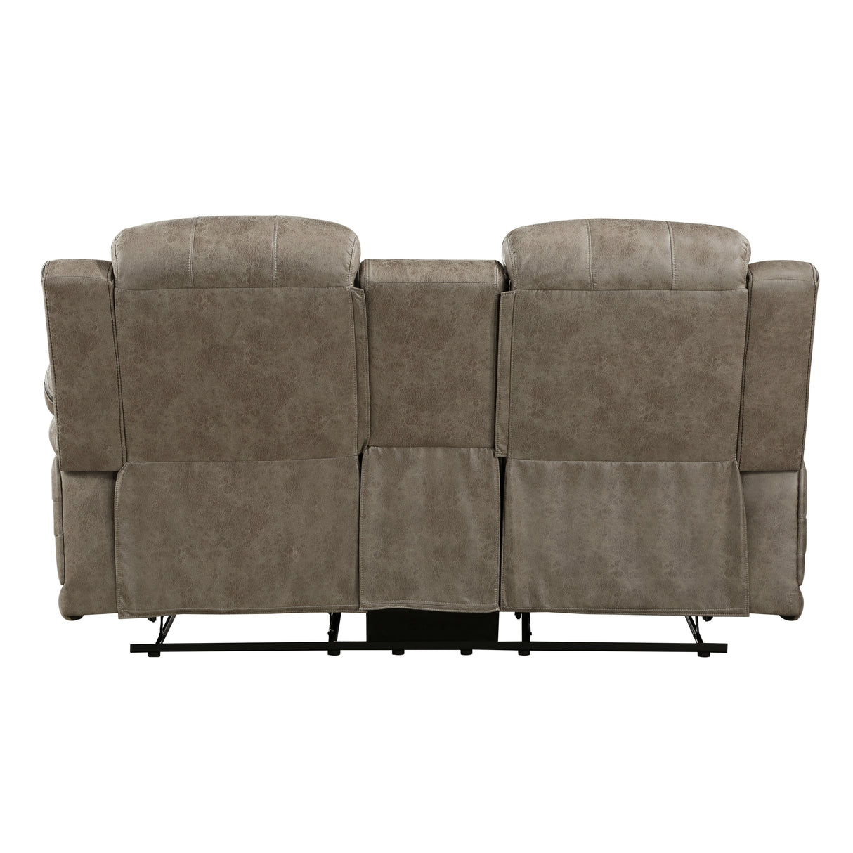 Centeroak Sandy Brown Double Reclining Loveseat with Center Console from Homelegance - Luna Furniture