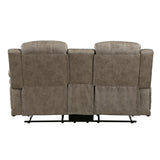 Centeroak Sandy Brown Double Reclining Loveseat with Center Console from Homelegance - Luna Furniture