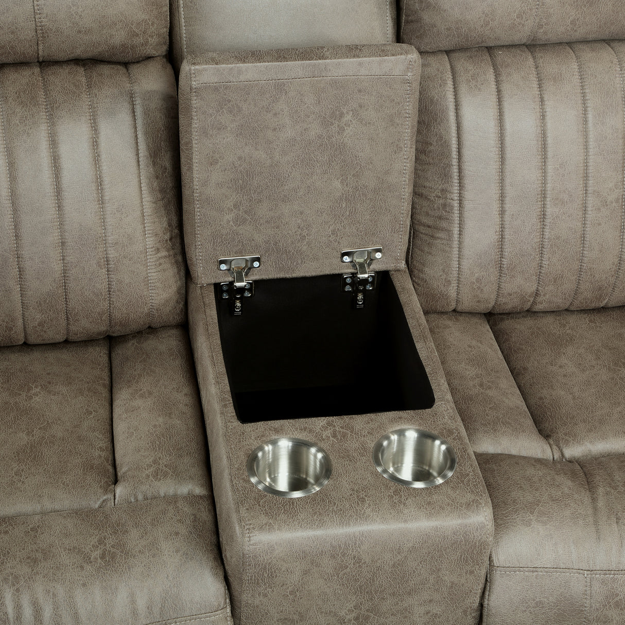 Centeroak Sandy Brown Double Reclining Loveseat with Center Console from Homelegance - Luna Furniture