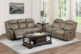 Centeroak Sandy Brown Double Reclining Loveseat with Center Console from Homelegance - Luna Furniture