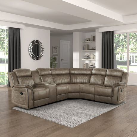 Centeroak Sandy Brown LAF Reclining Sectional from Homelegance - Luna Furniture