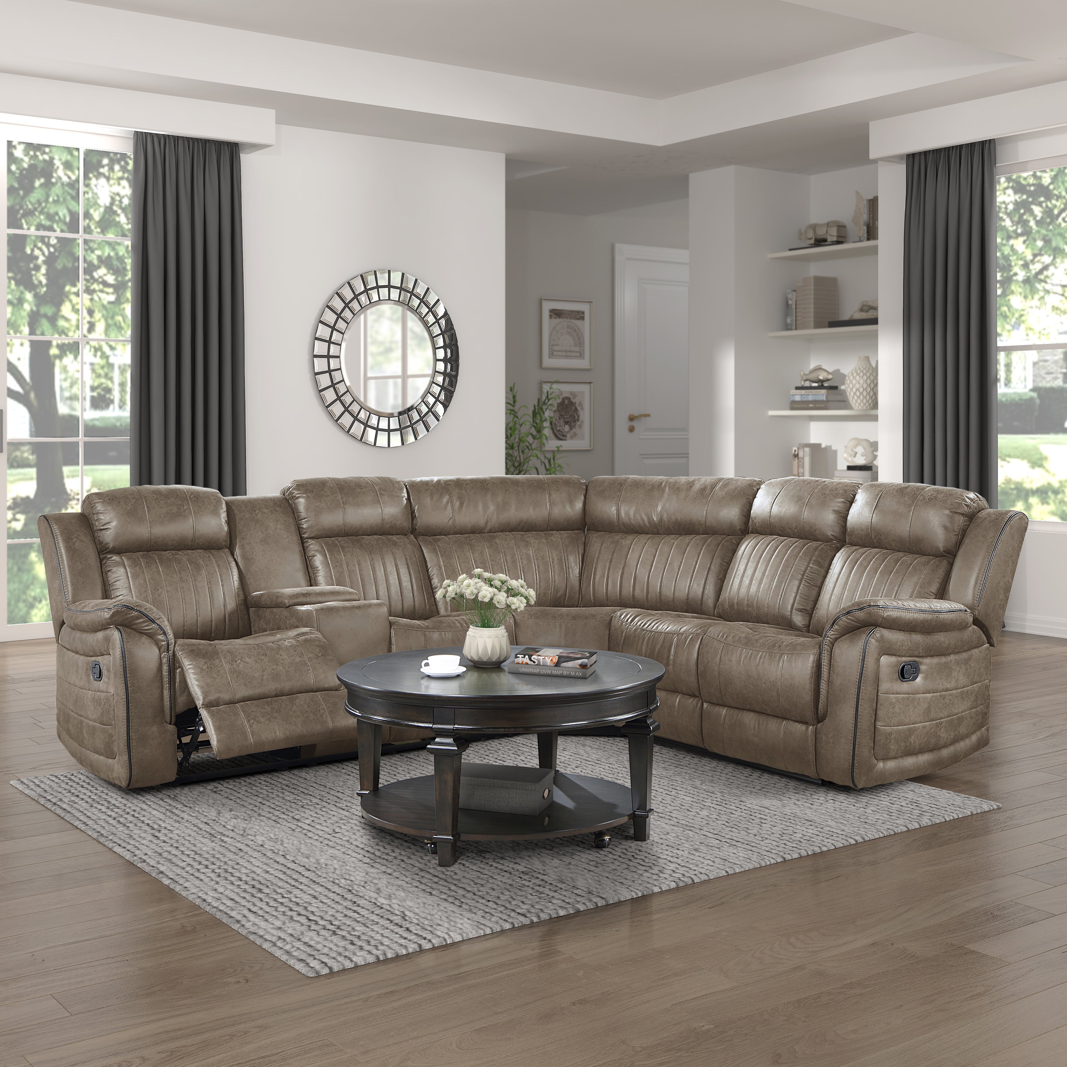 9479SDB*SC (3)3-Piece Reclining Sectional with Left Console - Luna
