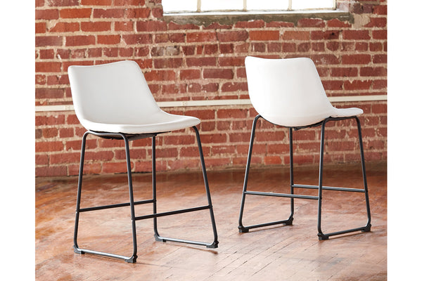 Centiar White Counter Height Barstool, Set of 2