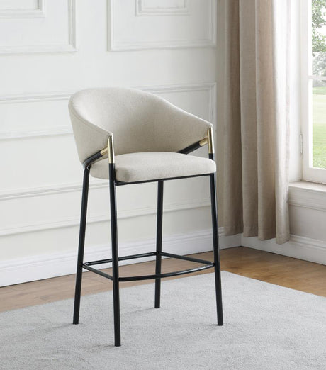 Chadwick Beige and Glossy Black Sloped Arm Bar Stools, Set of 2 from Coaster - Luna Furniture
