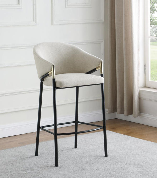 Chadwick Beige and Glossy Black Sloped Arm Bar Stools, Set of 2