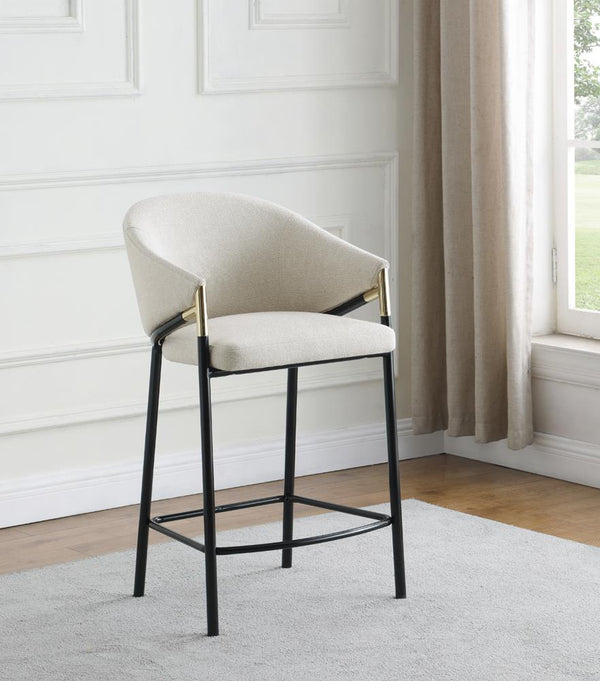 Chadwick Beige and Glossy Black Sloped Arm Counter Height Stools, Set of 2