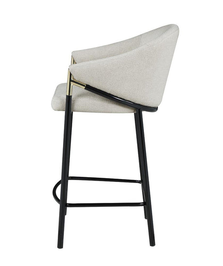 Chadwick Beige and Glossy Black Sloped Arm Counter Height Stools, Set of 2 from Coaster - Luna Furniture