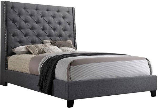 Chantilly Gray Queen Upholstered Bed from Crown Mark - Luna Furniture