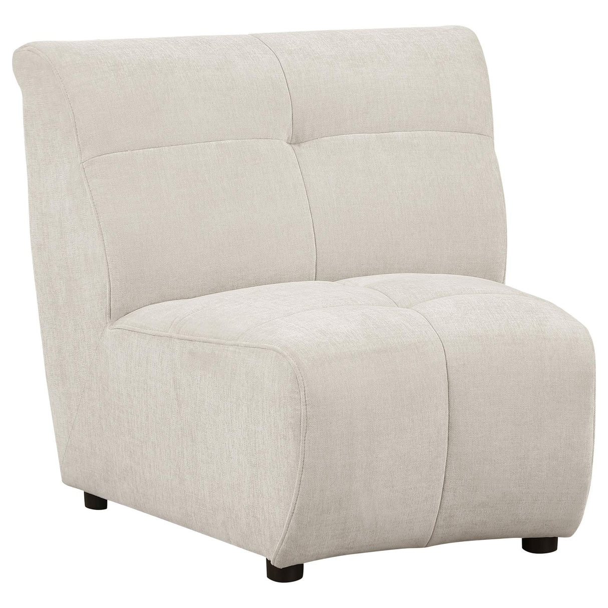 Charlotte Ivory Upholstered Curved Armless Chair from Coaster - Luna Furniture