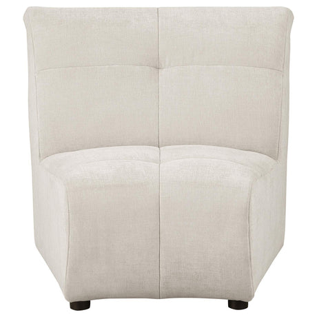 Charlotte Ivory Upholstered Curved Armless Chair from Coaster - Luna Furniture