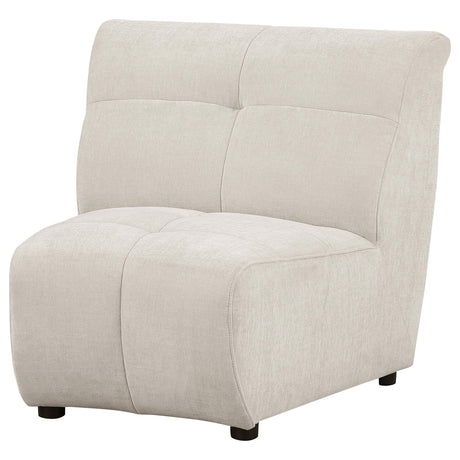 Charlotte Ivory Upholstered Curved Armless Chair from Coaster - Luna Furniture