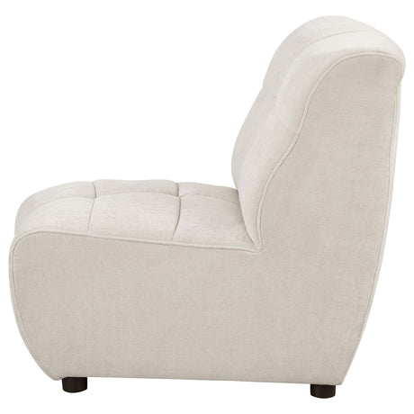 Charlotte Ivory Upholstered Curved Armless Chair from Coaster - Luna Furniture
