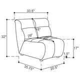 Charlotte Ivory Upholstered Curved Armless Chair from Coaster - Luna Furniture