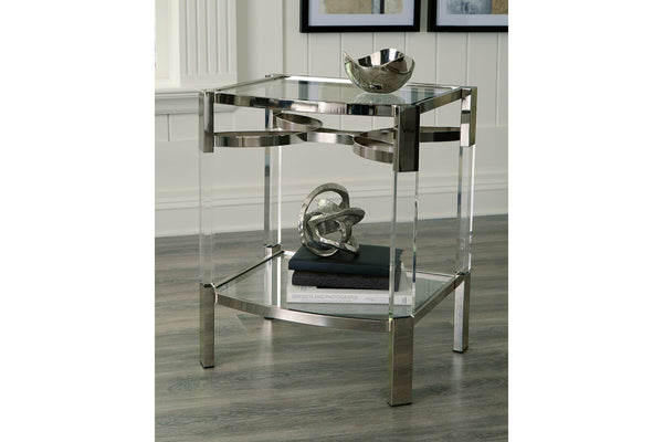 Chaseton Clear/Silver Finish Accent Table