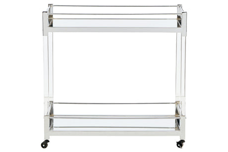 Chaseton Clear/Silver Finish Bar Cart from Ashley - Luna Furniture
