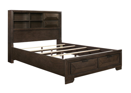 Chesky Warm Espresso Bookcase Storage Platform Bedroom Set from Homelegance - Luna Furniture