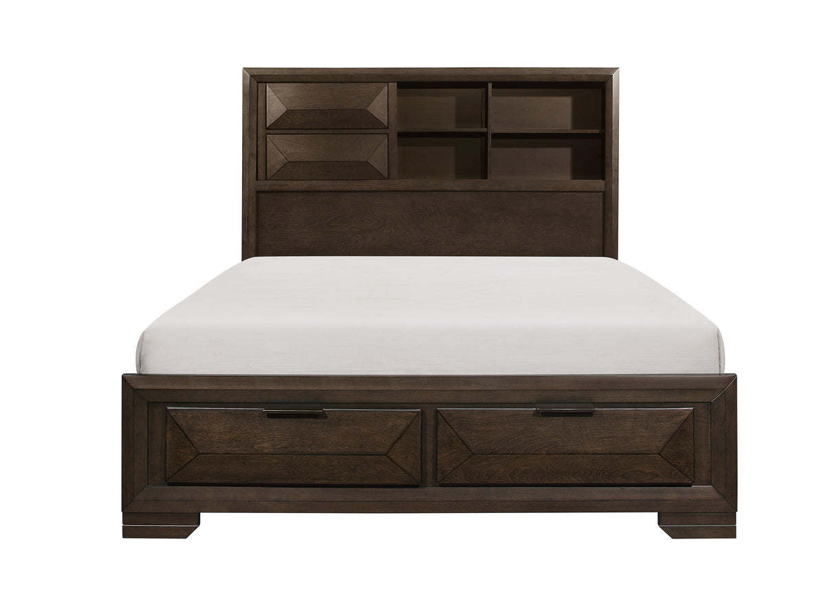 Chesky Warm Espresso Bookcase Storage Platform Bedroom Set from Homelegance - Luna Furniture