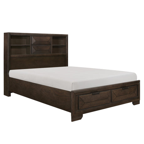 Chesky Warm Espresso King Bookcase Storage Platform Bed from Homelegance - Luna Furniture