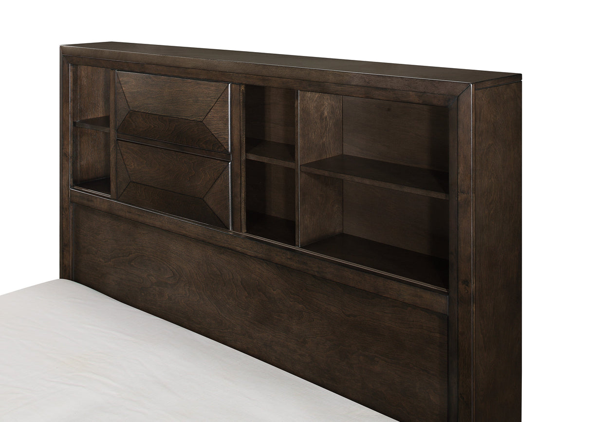 Chesky Warm Espresso Queen Bookcase Storage Platform Bed from Homelegance - Luna Furniture