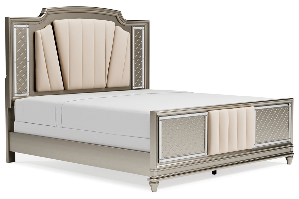 Chevanna Platinum King LED Upholstered Panel Bed from Ashley - Luna Furniture
